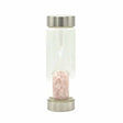 Crystal Infused Glass Water Bottle - Rejuvenating Rose Quartz - Chips