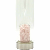 Crystal Infused Glass Water Bottle - Rejuvenating Rose Quartz - Chips