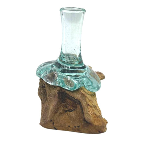 Molton Glass Small Flower Vase on Wood