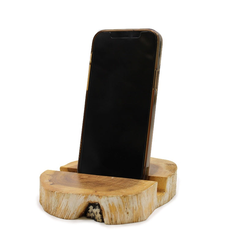 Lrg Gamal Wood Phone Holder - Whitewash