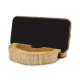 Lrg Gamal Wood Phone Holder - Whitewash