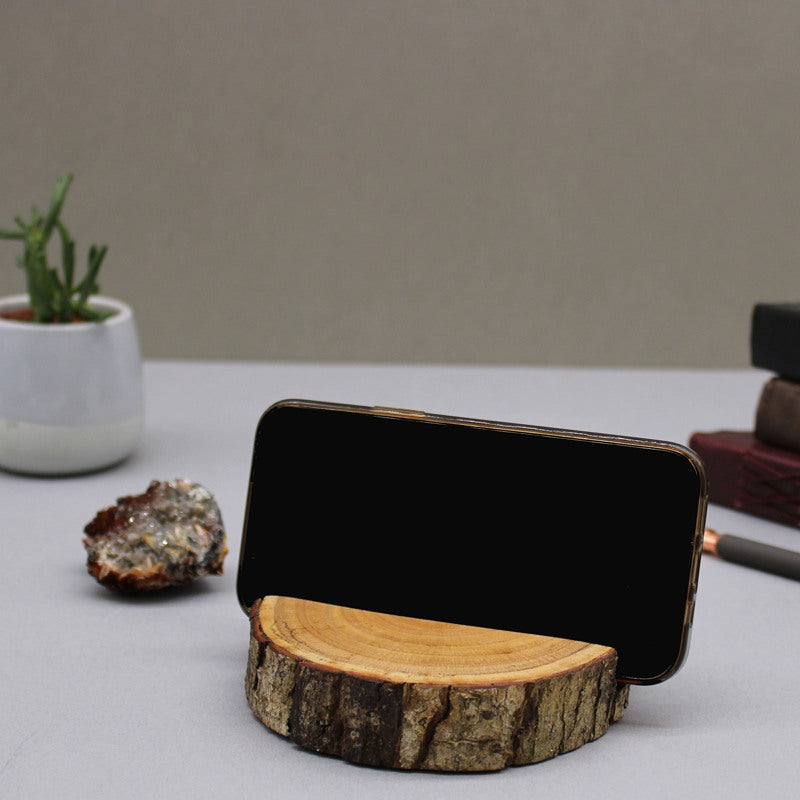 Small Log Phone Holder (full slice) - Natural