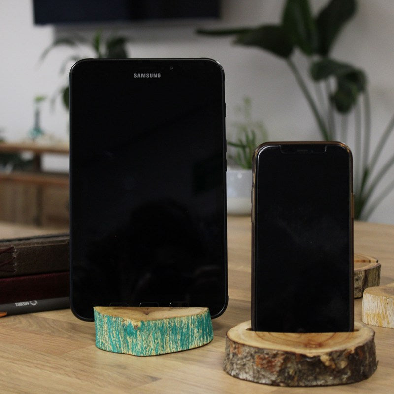 Lrg Gamal Wood Phone Holder - Greenwash