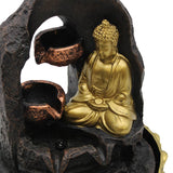 Tabletop Water Feature - 30cm - Golden Meditating Buddha