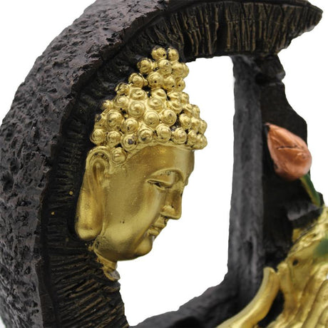 Tabletop Water Feature - 30cm - Golden Buddha & Lotus