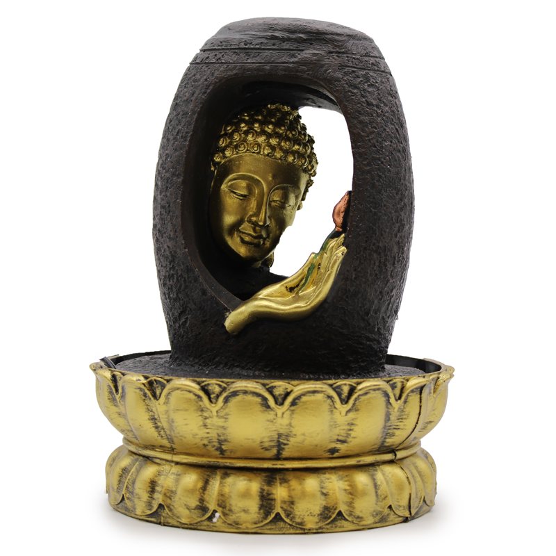 Tabletop Water Feature - 30cm - Golden Buddha & Vitarka Mudra