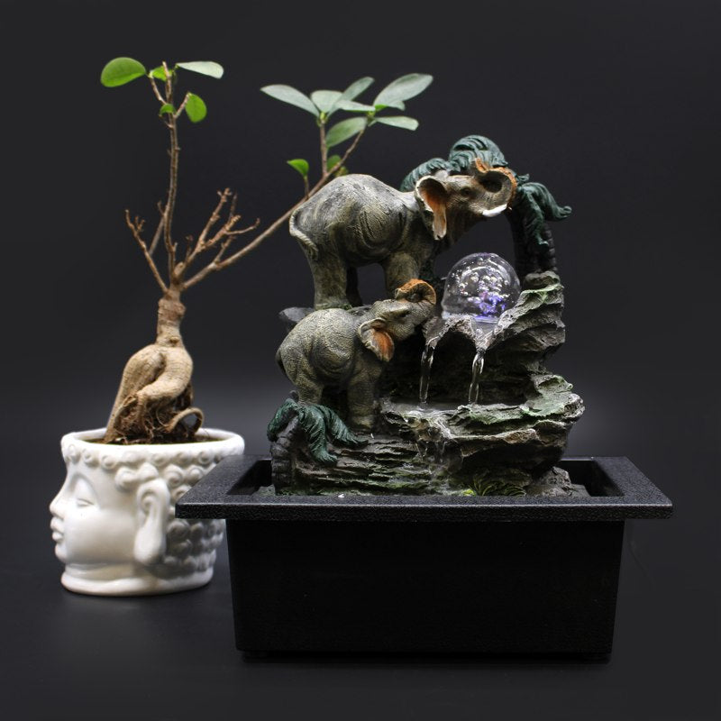 Tabletop Water Feature - 30cm - Elephant Family