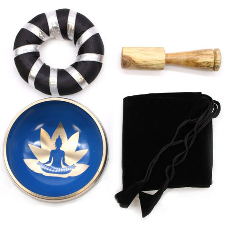 Yoga Moves Singing Bowl Set- White/Blue 10.7cm