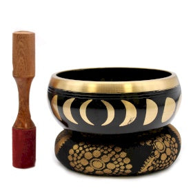 Lrg Moon Phase Singing Bowl Set- Black 14cm