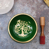 Lrg Tree of Life Singing Bowl Set- Green 14cm