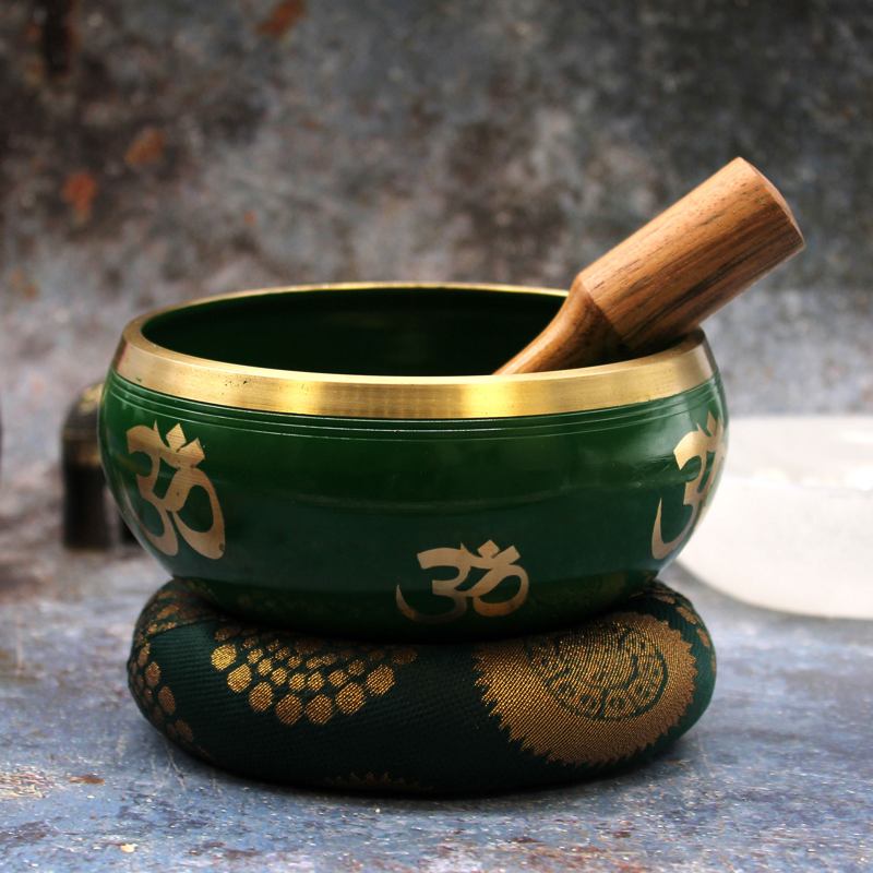 Lrg Tree of Life Singing Bowl Set- Green 14cm