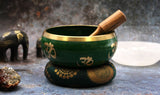 Lrg Tree of Life Singing Bowl Set- Green 14cm