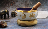 Lrg Yin & Yang Singing Bowl Set- White/Purple 14cm