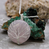 Tree of Life Gemstone Necklace - Rose Quartz