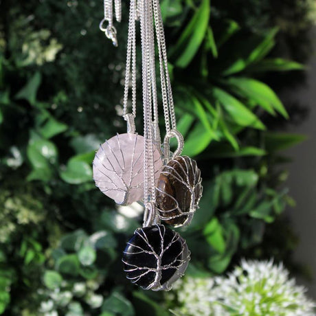 Tree of Life Gemstone Necklace - Rose Quartz