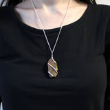 Cascade Wrapped Gemstone Necklace - Rough Tiger Eye