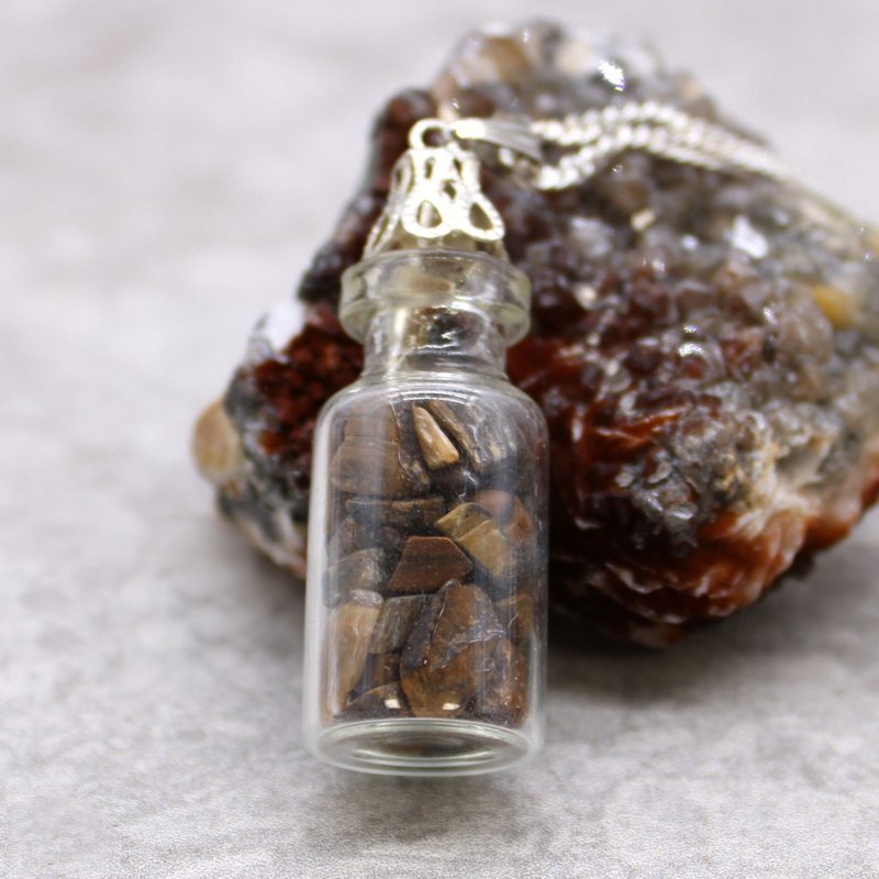 Bottled Gemstones Necklace - Tiger Eye