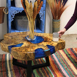 Tamarind and Resin Coffee Table - Sky Blue