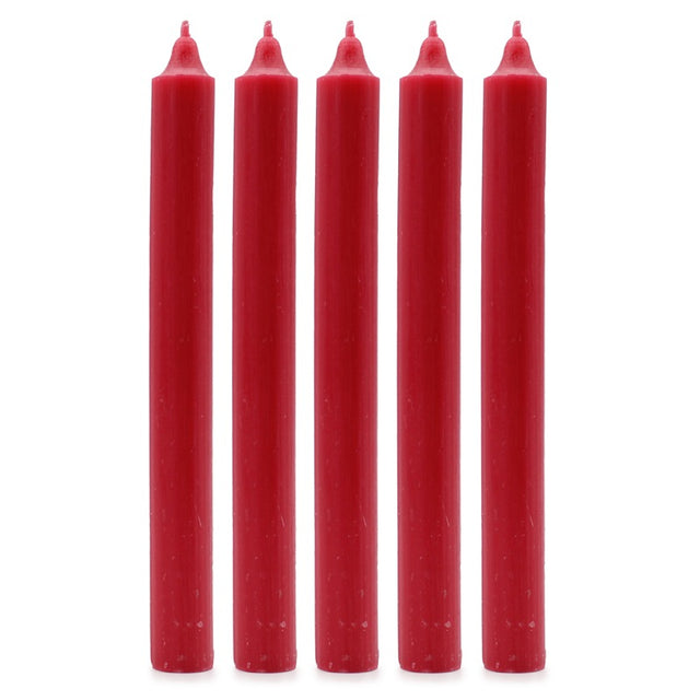 Solid Colour Dinner Candles - Rustic Red - Pack of 5