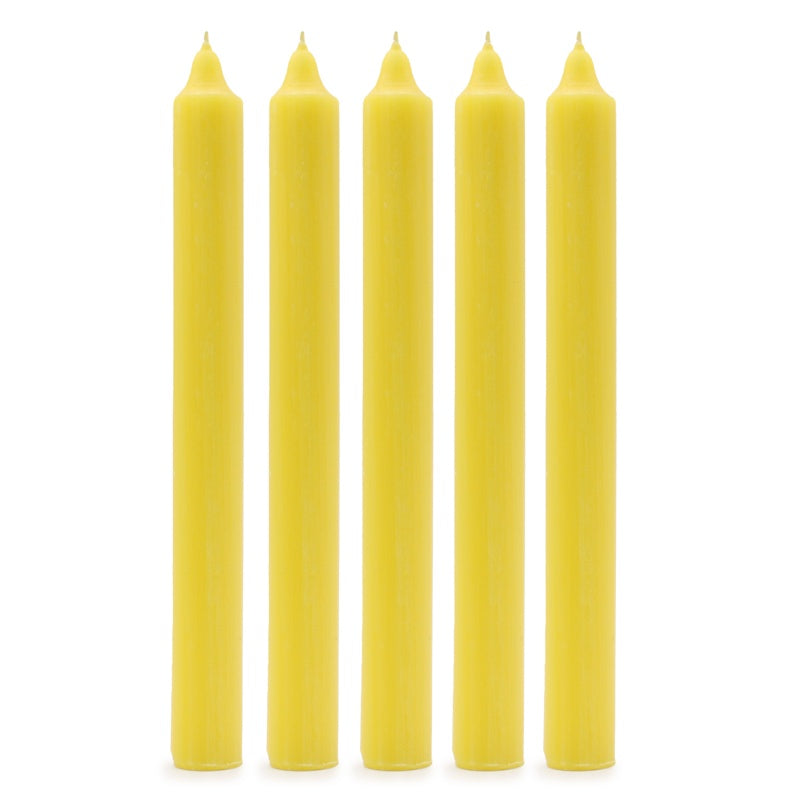 Solid Colour Dinner Candles - Rustic Lemon - Pack of 5