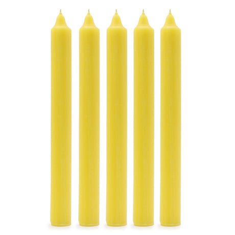 Solid Colour Dinner Candles - Rustic Lemon - Pack of 5