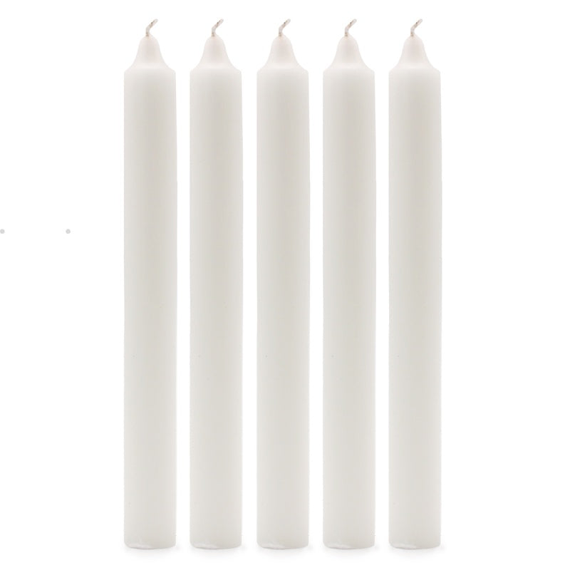 Solid Colour Dinner Candles - Rustic White - Pack of 5