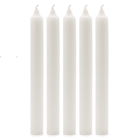 Solid Colour Dinner Candles - Rustic White - Pack of 5