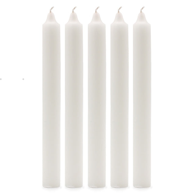 Solid Colour Dinner Candles - Rustic White - Pack of 5