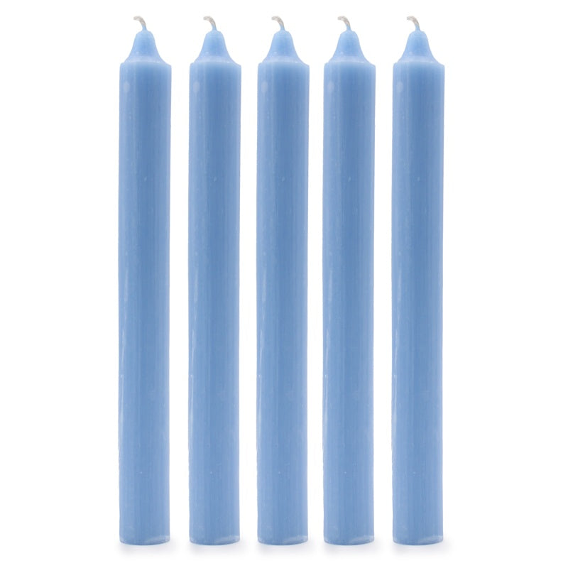 Solid Colour Dinner Candles - Rustic Sea Blue - Pack of 5