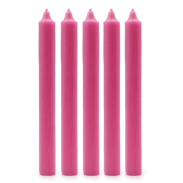 Solid Colour Dinner Candles - Rustic Deep Pink - Pack of 5