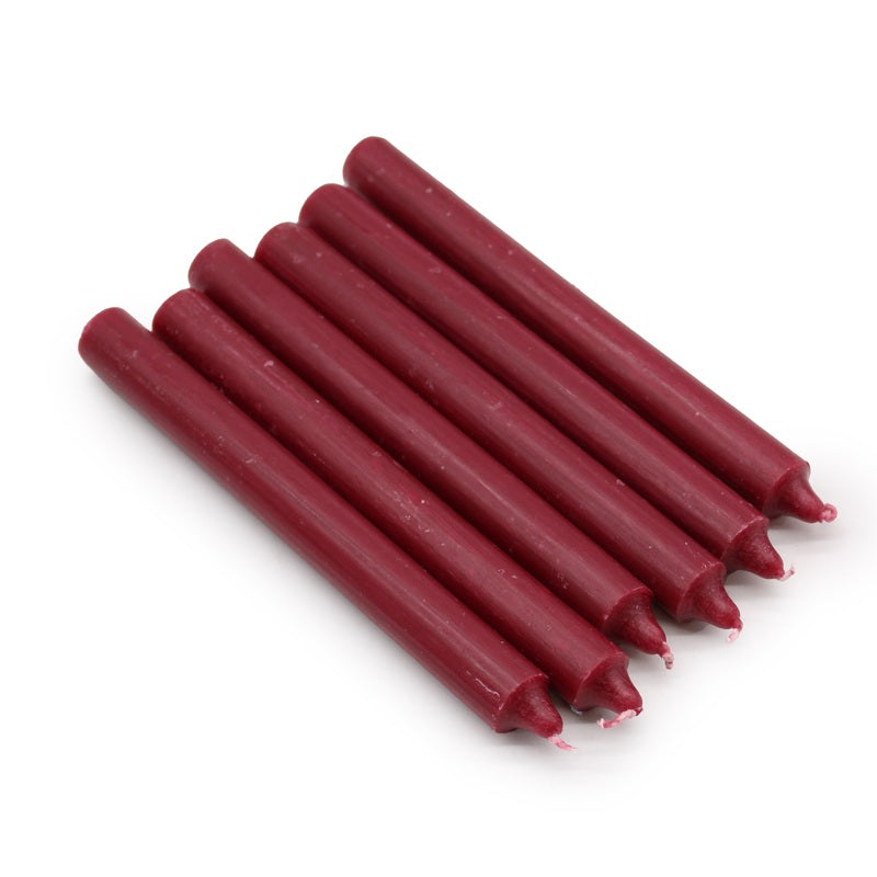 Solid Colour Dinner Candles - Rustic Burgandy - Pack of 5