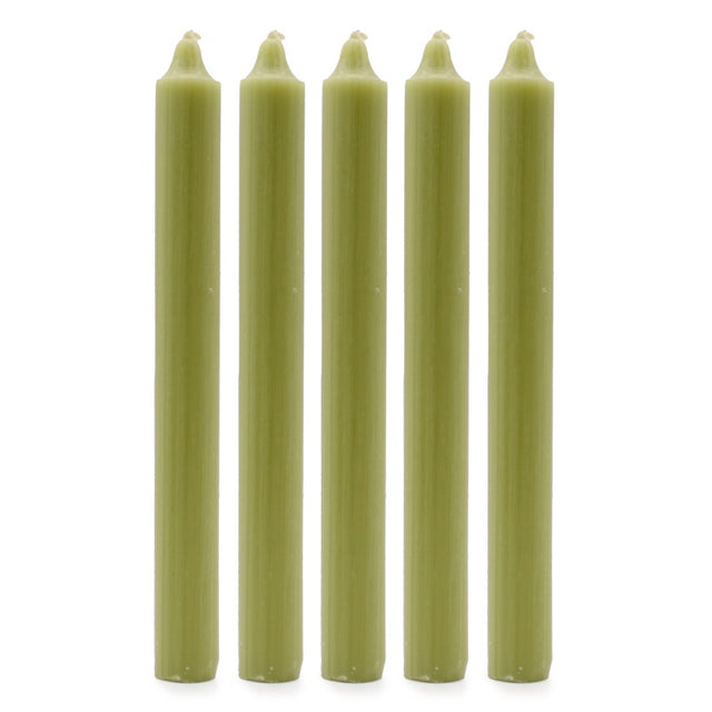 Solid Colour Dinner Candles - Rustic Olive - Pack of 5