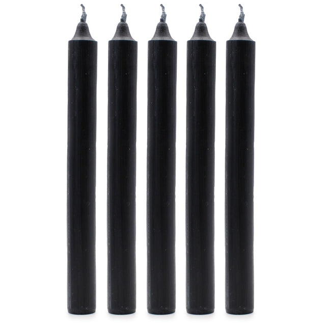 Solid Colour Dinner Candles - Rustic Black - Pack of 5