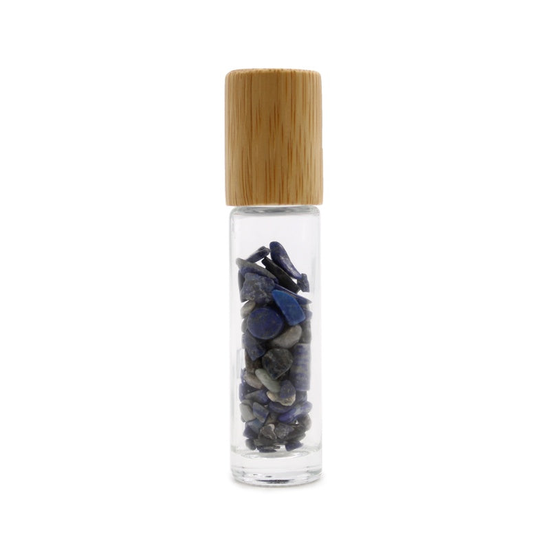 Gemstone Essential Oil Roller Bottle - Sodalite  - Wooden Cap