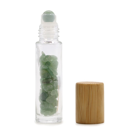 Gemstone Essential Oil Roller Bottle - Aventurine - Wooden Cap