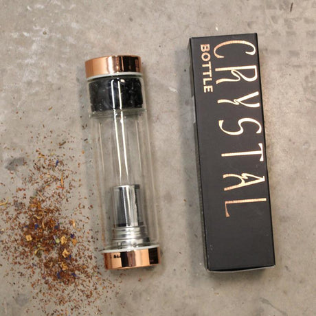 Crystal Glass Tea Infuser Bottle - Rose Gold - Onyx