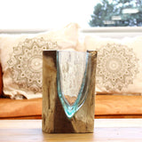 Molton Glass V-shaped Art Vase on Wood