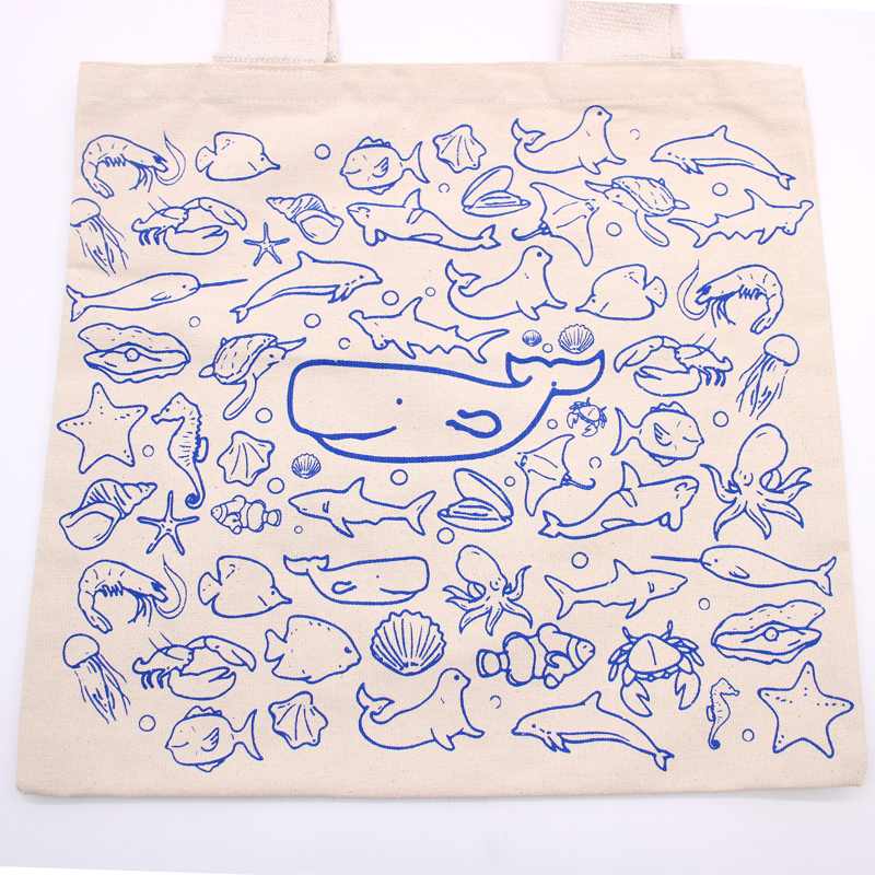 Big Cotton Shopping Bag - 38x42cm - Sea Life - 10oz