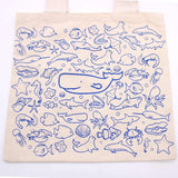 Big Cotton Shopping Bag - 38x42cm - Sea Life - 10oz