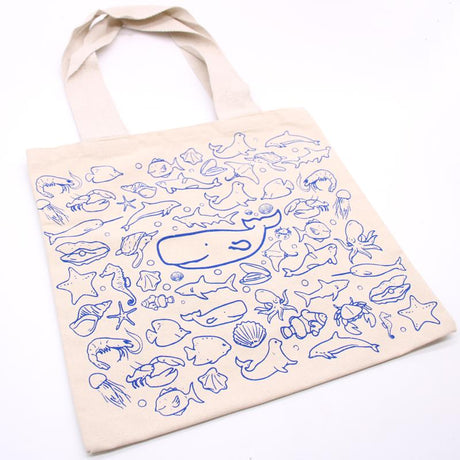 Big Cotton Shopping Bag - 38x42cm - Sea Life - 10oz