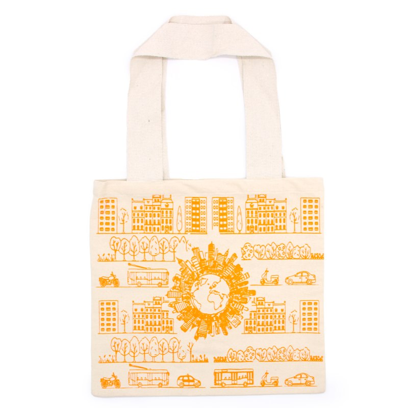 Big Cotton Shopping Bag - 38x42cm - City Life - 10oz