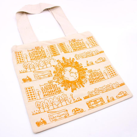 Big Cotton Shopping Bag - 38x42cm - City Life - 10oz