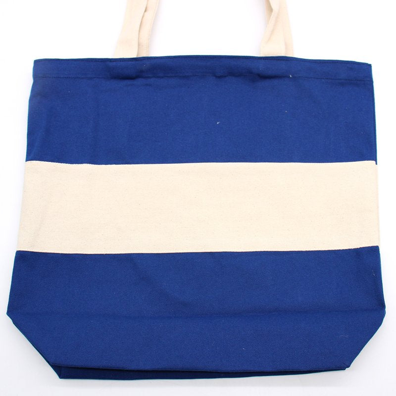 Two Tone Cotton Bag - 38x42x12cm - Blue & Natural - 10oz