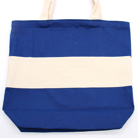 Two Tone Cotton Bag - 38x42x12cm - Blue & Natural - 10oz