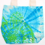 Tye-Dye Cotton Bag (6oz) - 38x42x12cm - Sea Shell - Blue/Green - Green Handle