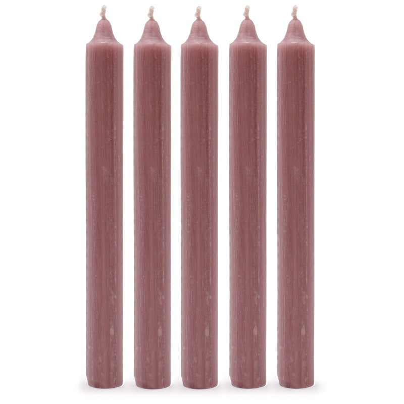 Solid Colour Dinner Candles - Rustic Dusty Pink - Pack of 5