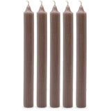 Solid Colour Dinner Candles - Rustic Taupe - Pack of 5