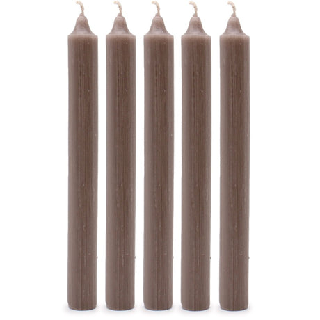 Solid Colour Dinner Candles - Rustic Taupe - Pack of 5