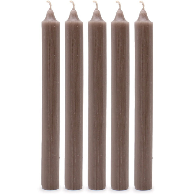 Solid Colour Dinner Candles - Rustic Taupe - Pack of 5