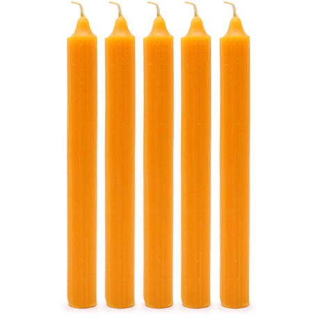 Solid Colour Dinner Candles - Rustic Mango - Pack of 5